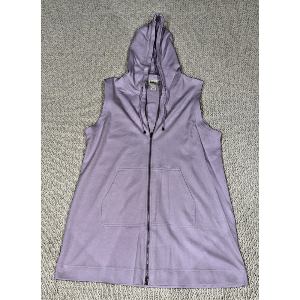 Neiman Marcus Exclusive Lavender Sleeveless Hoodie Tunic Vest Womens Large Y2K